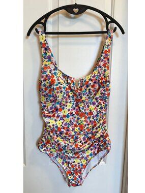 Anne Cole Floral One Piece Swimsuit Medium Ruched Tummy Control